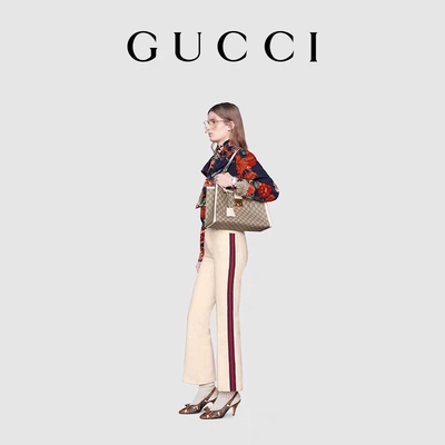 GG Gucci Aangepast de Zak Middelgroot Opperst Canvas van de Hangslotschouder