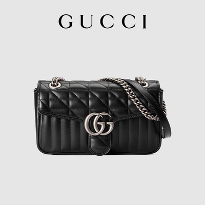 GUCCI-GG Gemerkt de Zak van Boodschappersbag marmont shoulder Klein Gewatteerd Leer