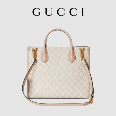 De kleine Opperste Gucci-Zak Tote With Interlocking G van de Canvasschouder