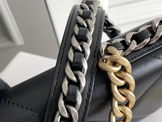 Lamsvacht Gouden Preloved Gemerkt Zak Chanel 19 Klepzak Minioem