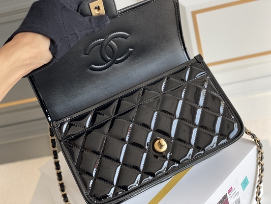 22k Tofu van het het Octrooileer van vrouwenchanel flap bag 2022 Zak Zwart Goud