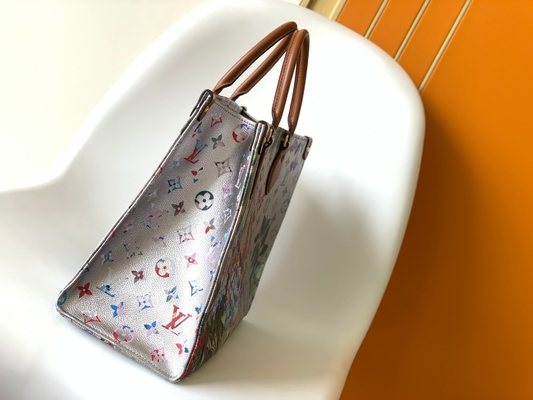 OnTheGo de HEREN Mini Sling Bag Branded M81724 Bloemenpatroonzilver Met een laag bedekt Canvas