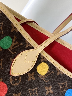 zwarte LV X Yayoi Kusama Louis Vuitton Neverfull Veelkleurige MM.monogram Zak