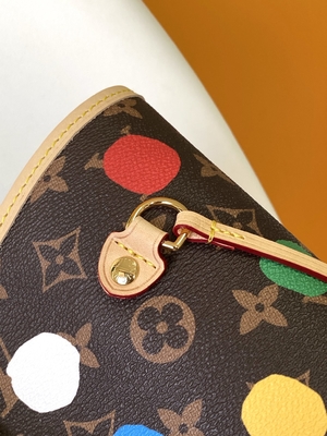 zwarte LV X Yayoi Kusama Louis Vuitton Neverfull Veelkleurige MM.monogram Zak