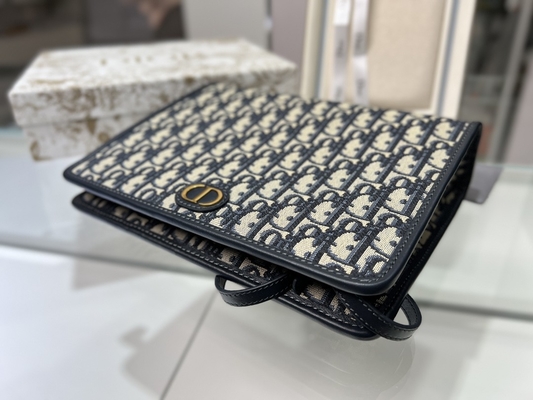 2 in 1 Mini Dior 30 Montaigne-Zak Blauwe Schuine Jacquard