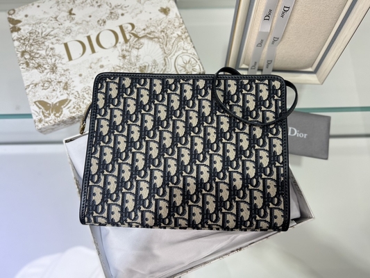 2 in 1 Mini Dior 30 Montaigne-Zak Blauwe Schuine Jacquard