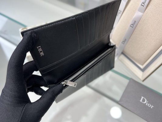 In reliëf gemaakte Verticale CD Christian Dior Mens Wallet Diamond Zippered