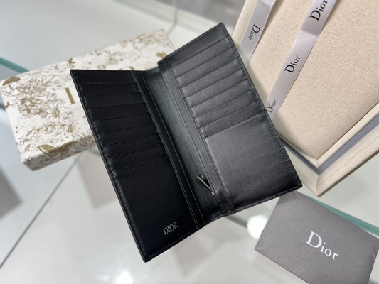 In reliëf gemaakte Verticale CD Christian Dior Mens Wallet Diamond Zippered