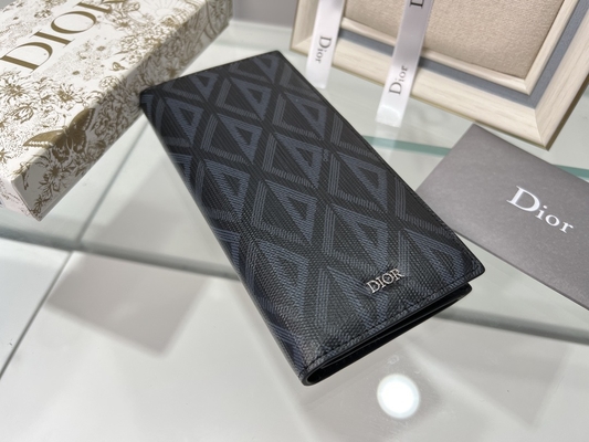 In reliëf gemaakte Verticale CD Christian Dior Mens Wallet Diamond Zippered