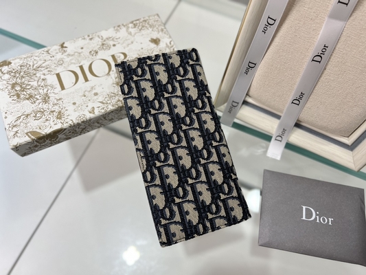 In reliëf gemaakte Verticale CD Christian Dior Mens Wallet Diamond Zippered