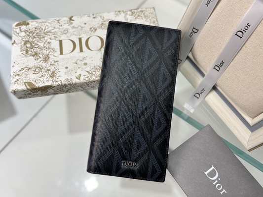 In reliëf gemaakte Verticale CD Christian Dior Mens Wallet Diamond Zippered