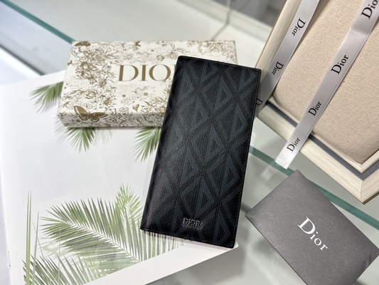 In reliëf gemaakte Verticale CD Christian Dior Mens Wallet Diamond Zippered
