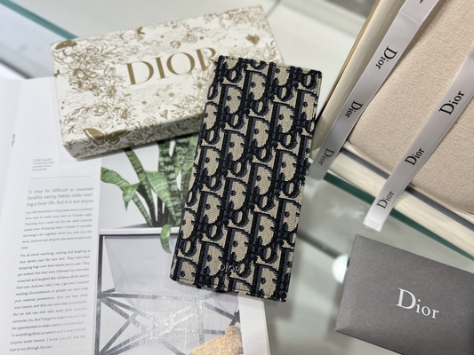 In reliëf gemaakte Verticale CD Christian Dior Mens Wallet Diamond Zippered