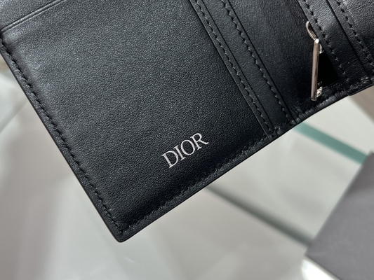 In reliëf gemaakte Verticale CD Christian Dior Mens Wallet Diamond Zippered