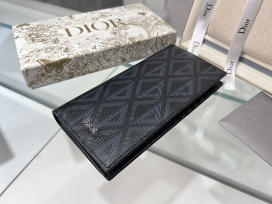 In reliëf gemaakte Verticale CD Christian Dior Mens Wallet Diamond Zippered