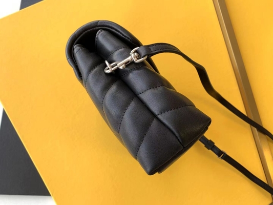 De Zak Katoenen van YVES SAINT LAURENT Heilige Laurent Ladies Cassandra Chain Shoulder Canvas en Karamel Bruine Kalfsleder