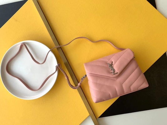 De Zak Katoenen van YVES SAINT LAURENT Heilige Laurent Ladies Cassandra Chain Shoulder Canvas en Karamel Bruine Kalfsleder