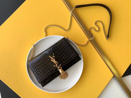 Zwarte de Zak Gouden Ketting Kate Small Tassel van kalfslederyves saint laurent