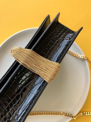 Zwarte de Zak Gouden Ketting Kate Small Tassel van kalfslederyves saint laurent