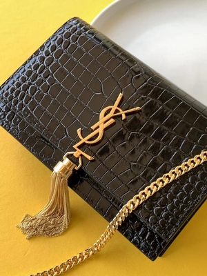 Zwarte de Zak Gouden Ketting Kate Small Tassel van kalfslederyves saint laurent