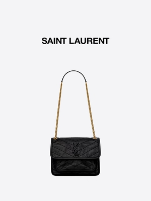 WOC van YVES SAINT LAURENT van het leerhandvat Gemerkt Boodschapper Bag DND1N 1000 NIKI