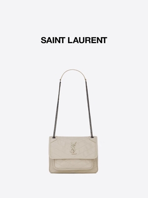 WOC van YVES SAINT LAURENT van het leerhandvat Gemerkt Boodschapper Bag DND1N 1000 NIKI
