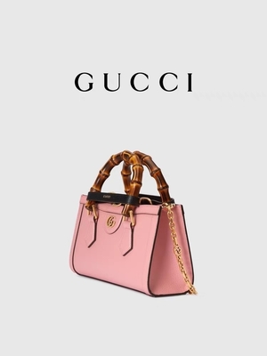 Roze Leergg Gucci Diana Bamboo Bag Handbag OEM