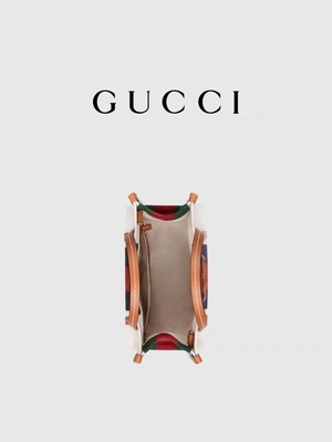 Linnen die G Gemerkte Boodschapper Bag Gucci Blue en Rode Streepzak met elkaar verbinden