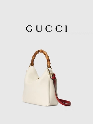 Wit Leer Gemerkt de Prinses Diana Handbag van Gucci van de Schouderzak