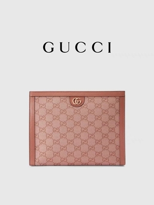 De Koppelingszak van Mini Pink Canvas Leather Ophidia Gucci met Pitsluiting