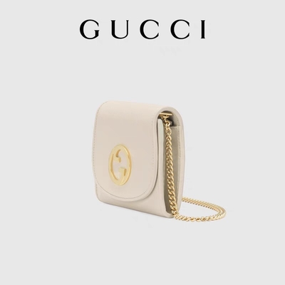 De witte Gemerkte Leerdouane doet de Middelgrote Handtas van Blondie in zakken Gucci