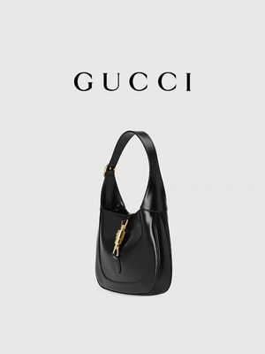 Zwarte Leer 1961 Jackie Bag By Gucci Time Geëerde Klassieke Gouden Toebehoren