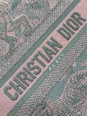 Klein Christian Dior Booktote Pink And Gray Toile DE Jouy Sauvage Embroidery