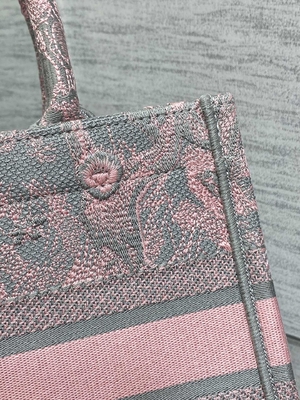 Klein Christian Dior Booktote Pink And Gray Toile DE Jouy Sauvage Embroidery