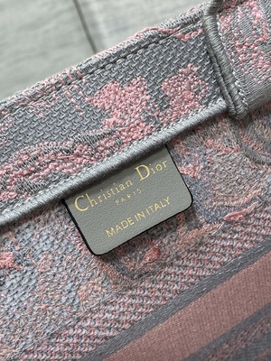 Klein Christian Dior Booktote Pink And Gray Toile DE Jouy Sauvage Embroidery