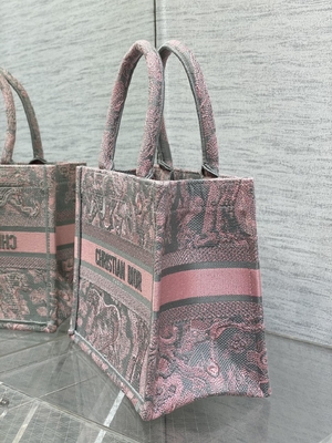 Klein Christian Dior Booktote Pink And Gray Toile DE Jouy Sauvage Embroidery