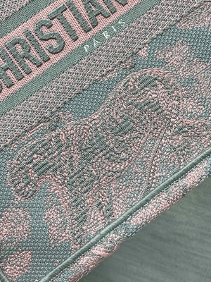 Klein Christian Dior Booktote Pink And Gray Toile DE Jouy Sauvage Embroidery