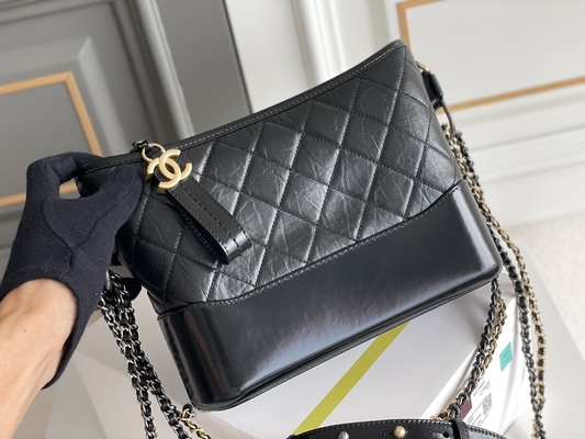 Pre Bezeten Chanel Gabrielle Shoulder Bag Hobo Handbag-Kalfsleder