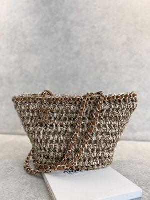 Cusomised Gemerkte Boodschapper Bag 22P Chanel Straw Raffia Bag Pu