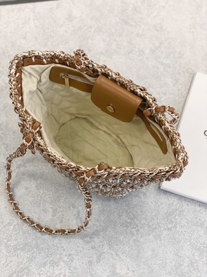 Cusomised Gemerkte Boodschapper Bag 22P Chanel Straw Raffia Bag Pu