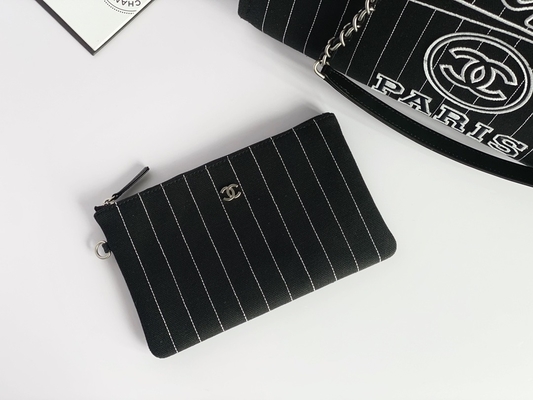 De grote Gemerkte Douane doet Katoenen Kalfsleder Chanel 2,55 Handtas in zakken Metalblack en Wit
