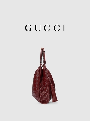 6Inch de karmozijnrode Gemerkte Zak Diana Gucci Handbag van de Leerversiering Preloved