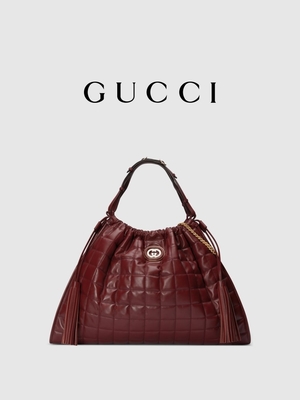 6Inch de karmozijnrode Gemerkte Zak Diana Gucci Handbag van de Leerversiering Preloved