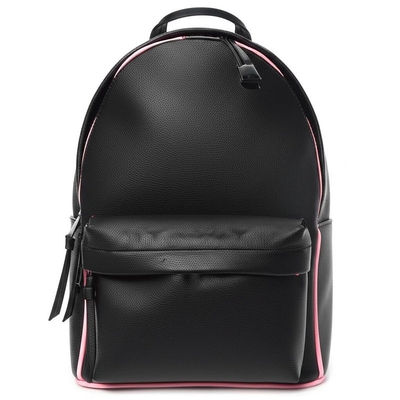 Designer rugzak in zwart roze stijl met leer monogram schaduw kalfsleer en verpakkbare binnenste zak